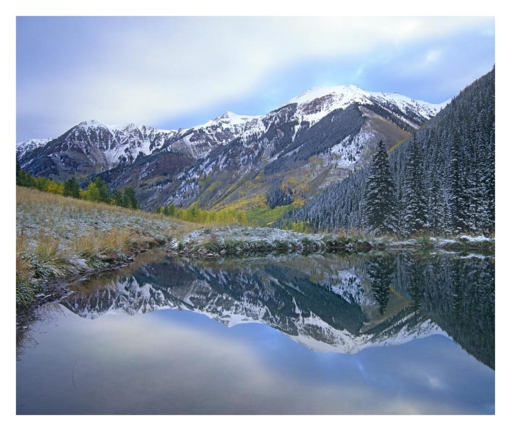 Pond and mountains, Maroon Bells-Snowmass Wilderness Area, Colorado-Paper Art-32"x26.9"