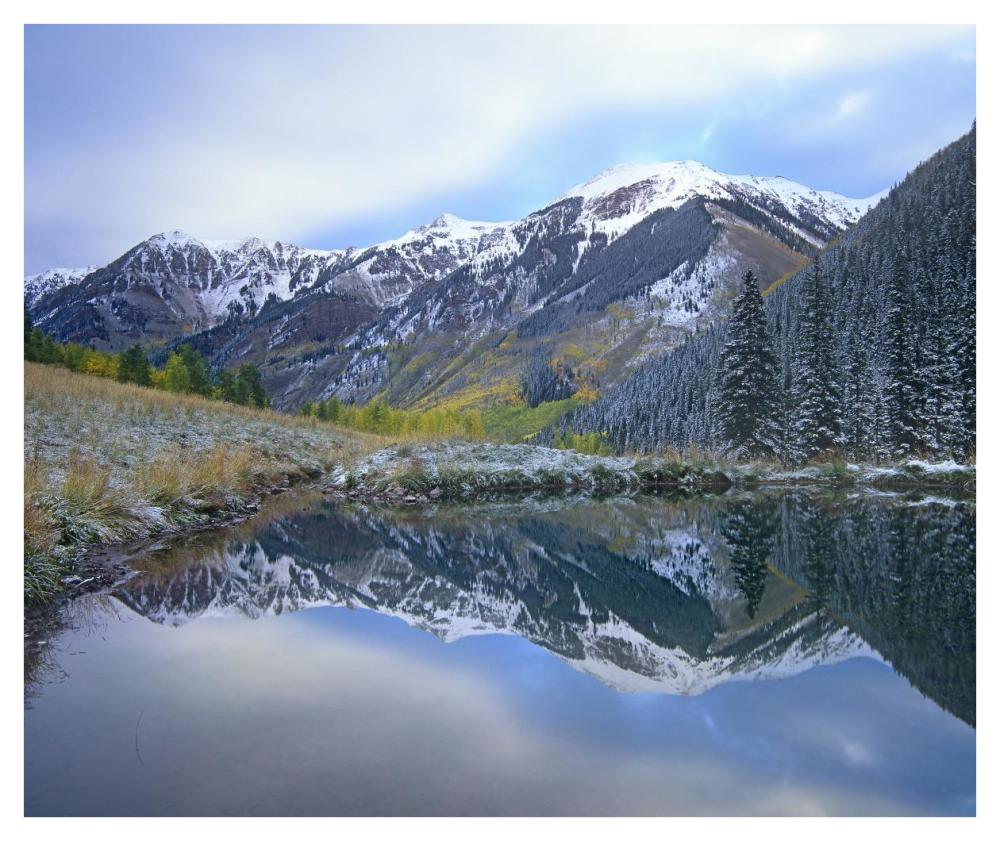 Pond and mountains, Maroon Bells-Snowmass Wilderness Area, Colorado-Paper Art-42"x35.2"