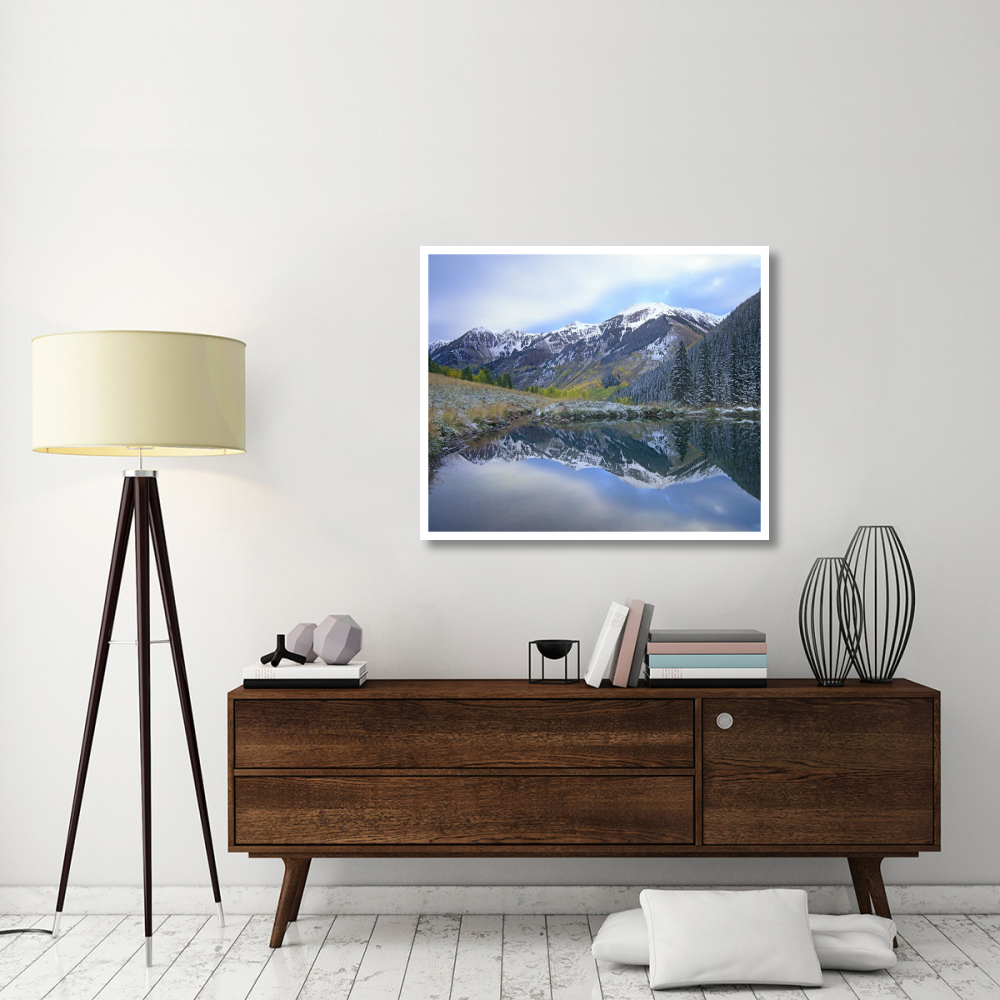 Pond and mountains, Maroon Bells-Snowmass Wilderness Area, Colorado-Paper Art-42&quotx35.2"