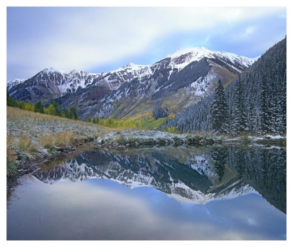 Pond and mountains, Maroon Bells-Snowmass Wilderness Area, Colorado-Paper Art-46"x38.52"