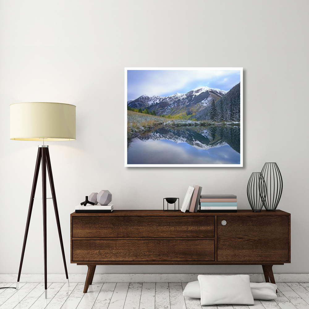 Pond and mountains, Maroon Bells-Snowmass Wilderness Area, Colorado-Paper Art-46&quotx38.52"