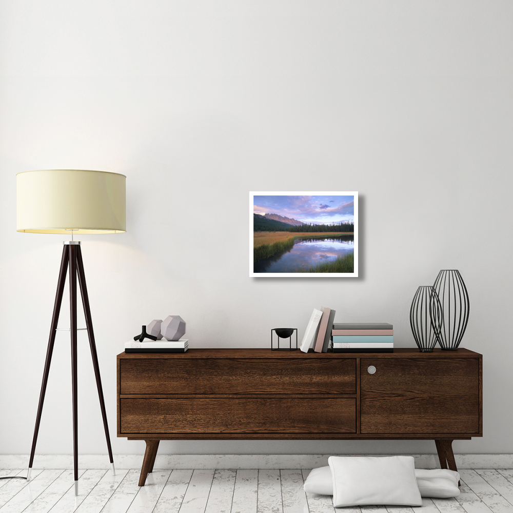 Dolomite Peak and Bow River backwaters, Banff National Park, Alberta-Paper Art-26&quotx20"