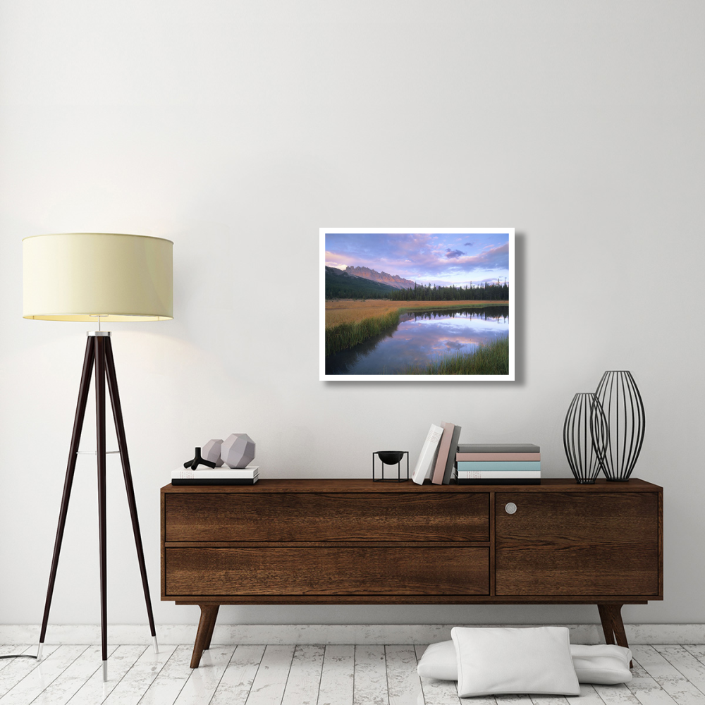 Dolomite Peak and Bow River backwaters, Banff National Park, Alberta-Paper Art-34&quotx26"