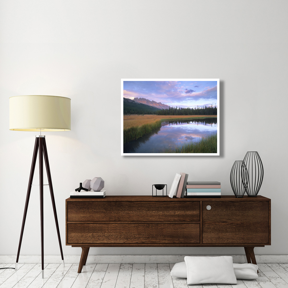 Dolomite Peak and Bow River backwaters, Banff National Park, Alberta-Paper Art-42&quotx32"