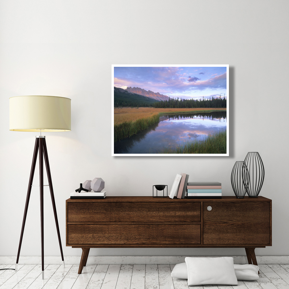 Dolomite Peak and Bow River backwaters, Banff National Park, Alberta-Paper Art-50&quotx38"
