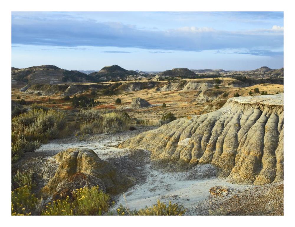 Badlands, South Unit, Theodore Roosevelt National Park, North Dakota-Paper Art-26"x20"