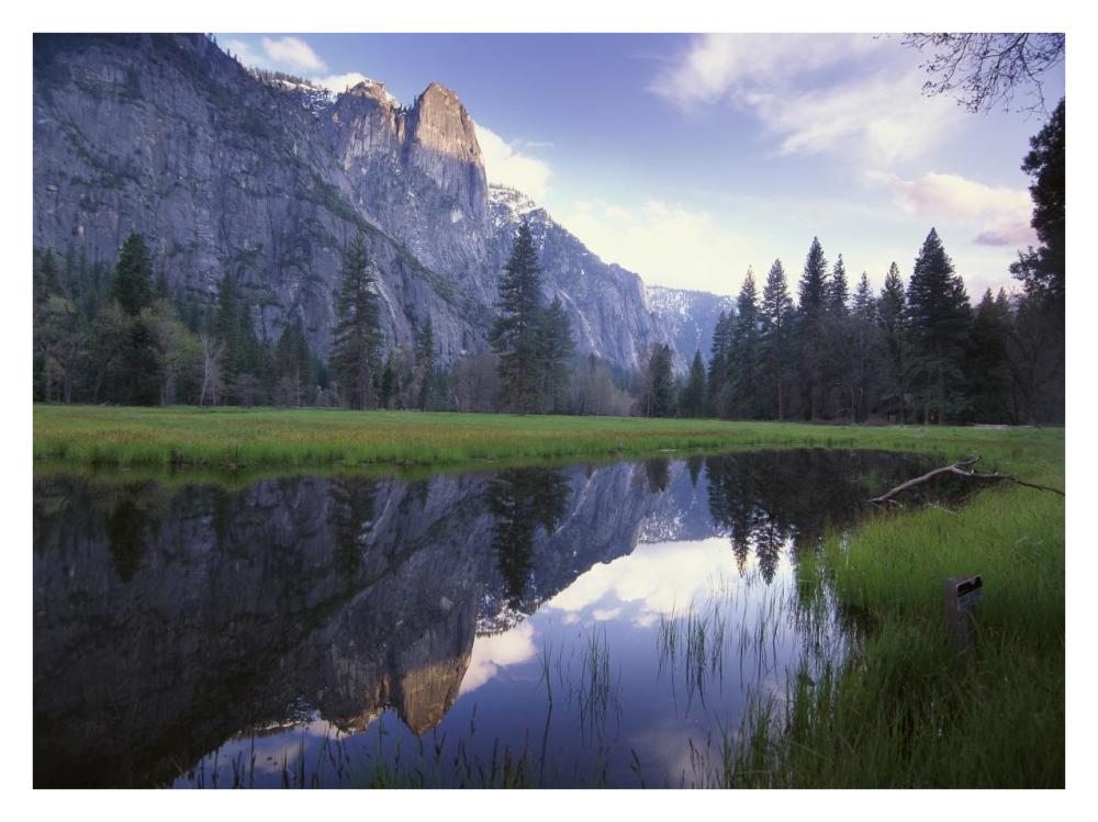 Sentinel Rock, reflected in water, Yosemite National Park, California-Paper Art-34"x26"