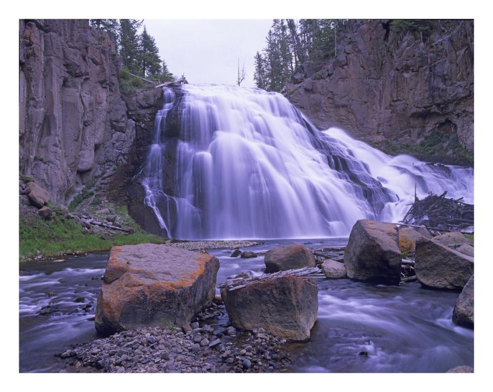 Gibbon Falls cascading into river, Yellowstone National Park, Wyoming-Paper Art-26"x20"