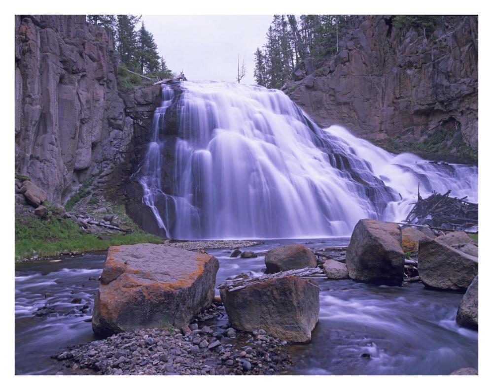 Gibbon Falls cascading into river, Yellowstone National Park, Wyoming-Paper Art-34"x26"