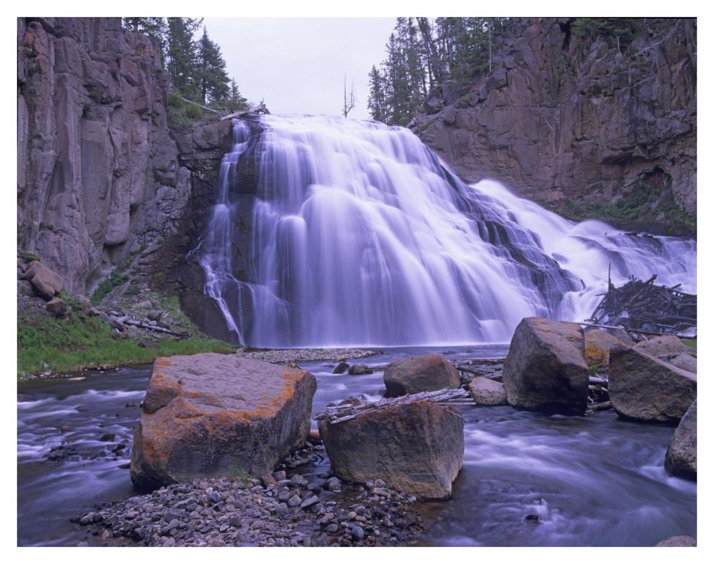 Gibbon Falls cascading into river, Yellowstone National Park, Wyoming-Paper Art-42"x32"