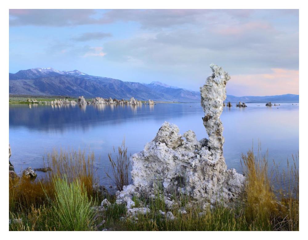 Wind and rain eroded tufa towers along shore of Mono Lake, California-Paper Art-18"x14"