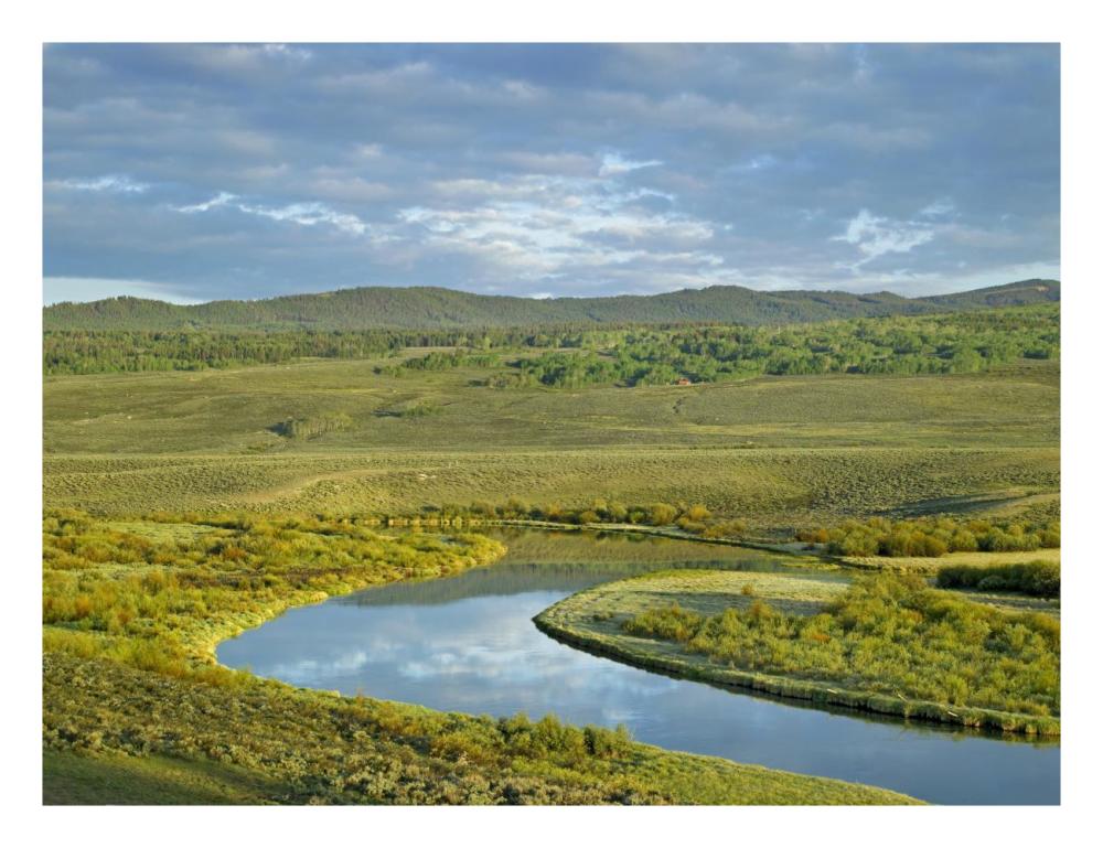 Cloudy skies over Green River, Bridger-Teton National Forest, Wyoming-Paper Art-26"x20"