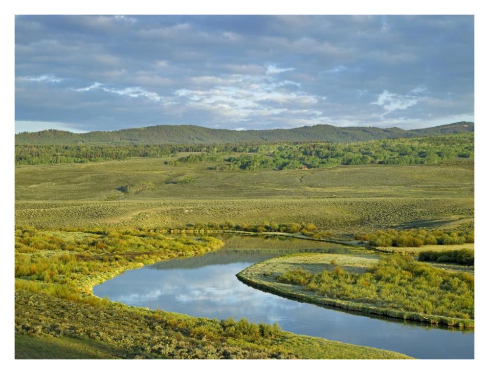 Cloudy skies over Green River, Bridger-Teton National Forest, Wyoming-Paper Art-34"x26"