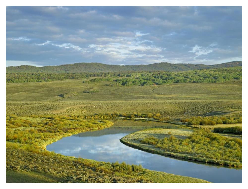 Cloudy skies over Green River, Bridger-Teton National Forest, Wyoming-Paper Art-42"x32"