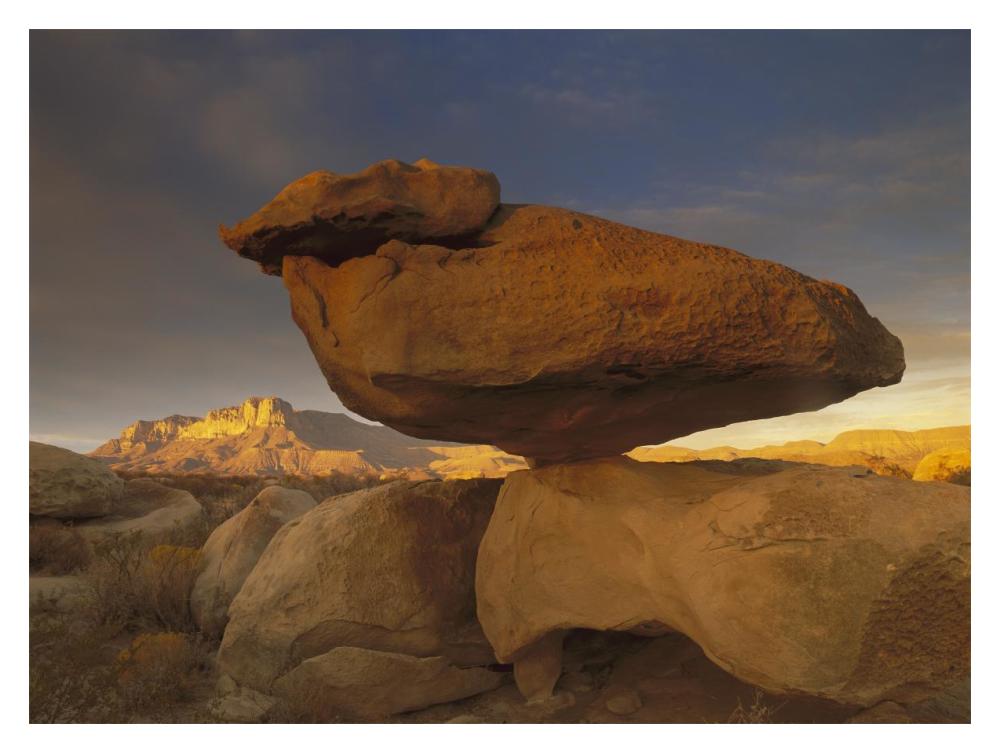 El Capitan and Balanced Rock, Guadalupe Mountains National Park, Texas-Paper Art-18"x14"