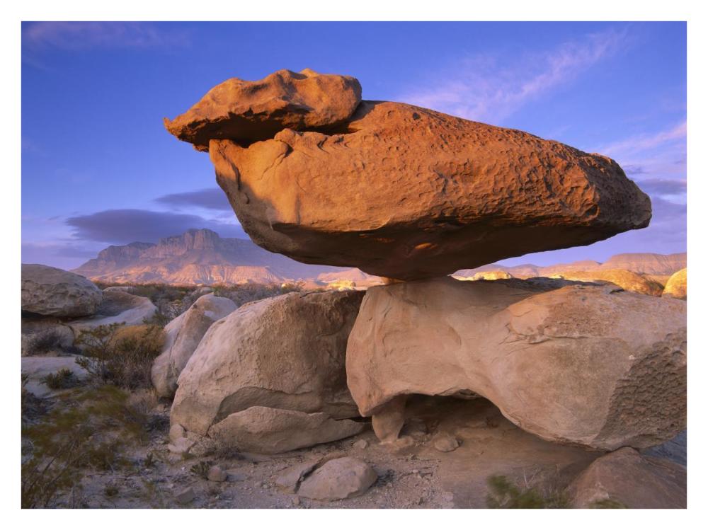 El Capitan and Balanced Rock, Guadalupe Mountains National Park, Texas-Paper Art-34"x26"