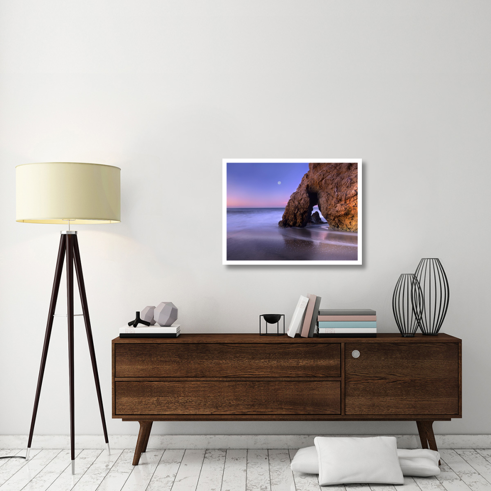 Sea arch and full moon over El Matador State Beach, Malibu, California-Paper Art-34&quotx26"