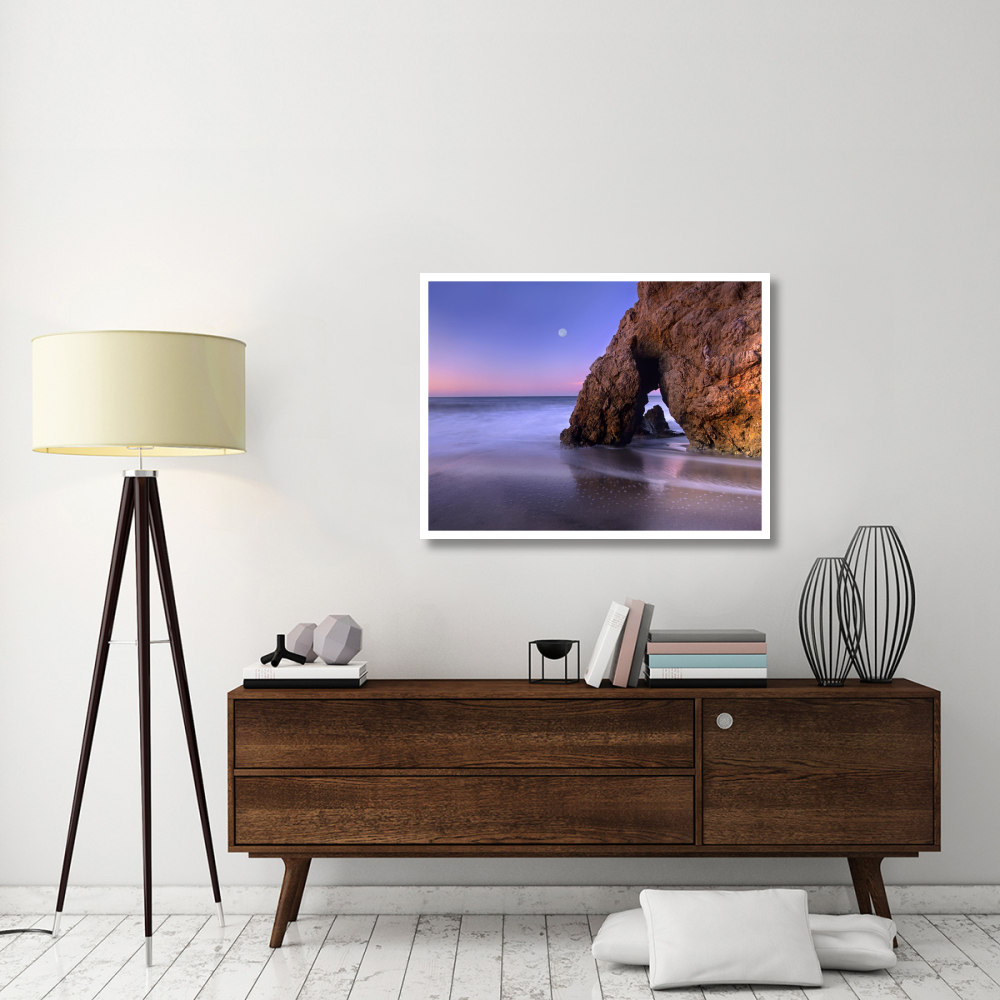 Sea arch and full moon over El Matador State Beach, Malibu, California-Paper Art-42&quotx32"