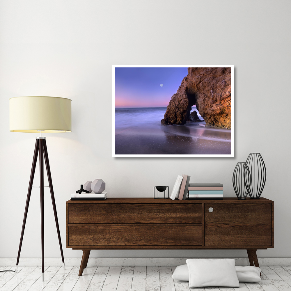 Sea arch and full moon over El Matador State Beach, Malibu, California-Paper Art-50&quotx38"