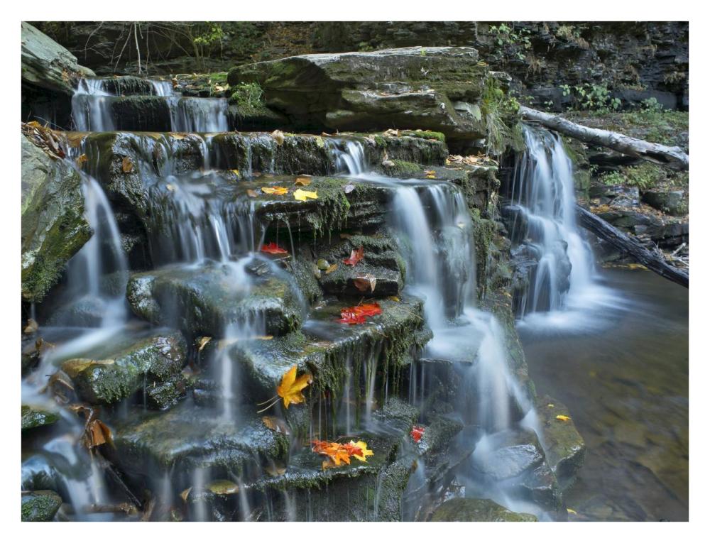 Kitchen Creek cascades, autumn, Ricketts Glen State Park, Pennsylvania-Paper Art-34"x26"