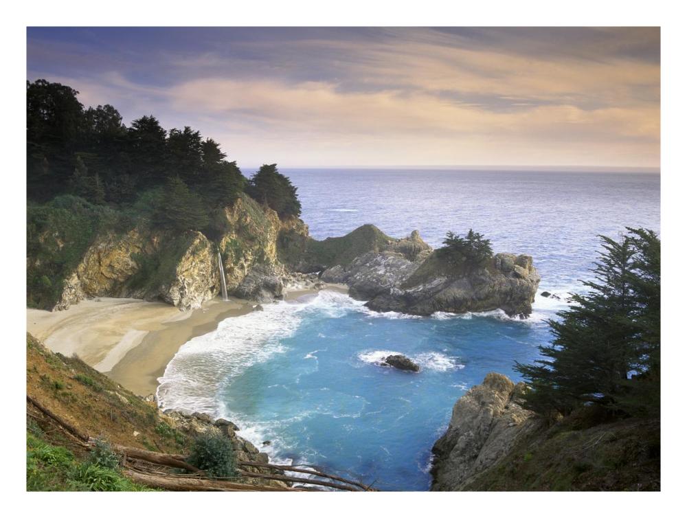 McWay Cove and McWay Falls, Julia Pfieffer-Burns State Park, California-Paper Art-26"x20"