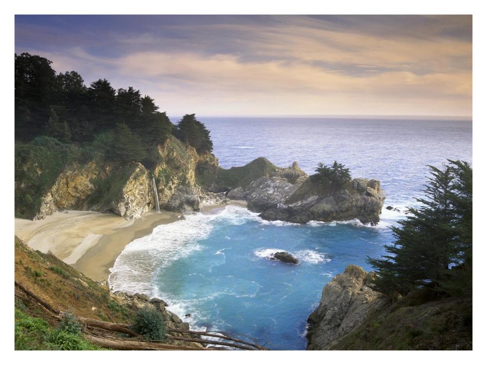 McWay Cove and McWay Falls, Julia Pfieffer-Burns State Park, California-Paper Art-34"x26"
