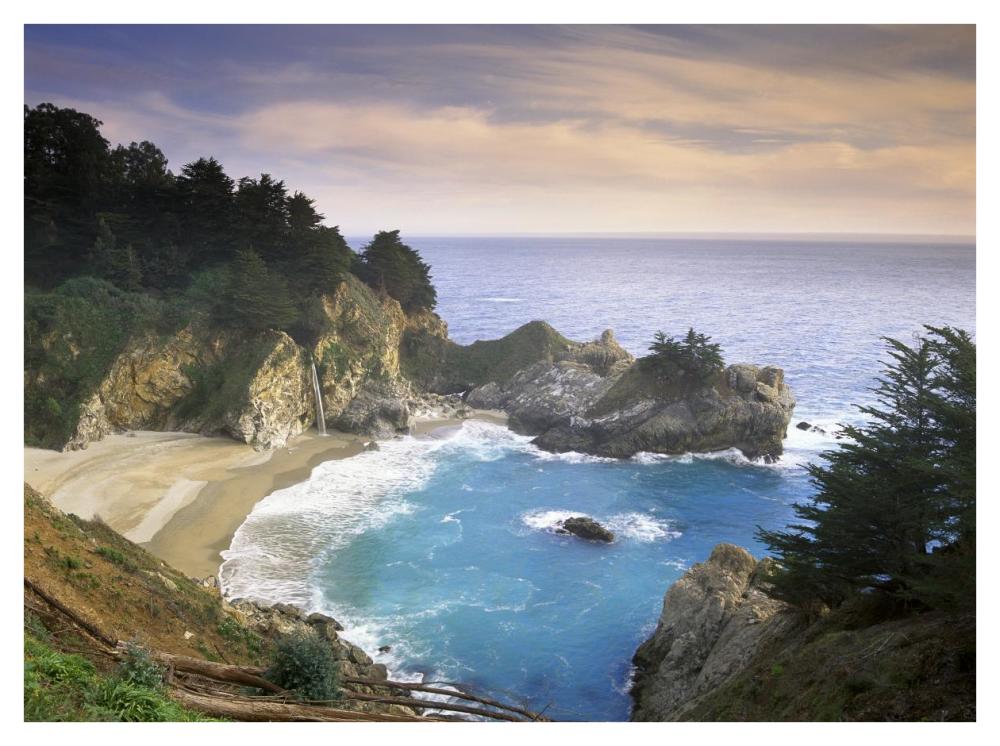 McWay Cove and McWay Falls, Julia Pfieffer-Burns State Park, California-Paper Art-42"x32"