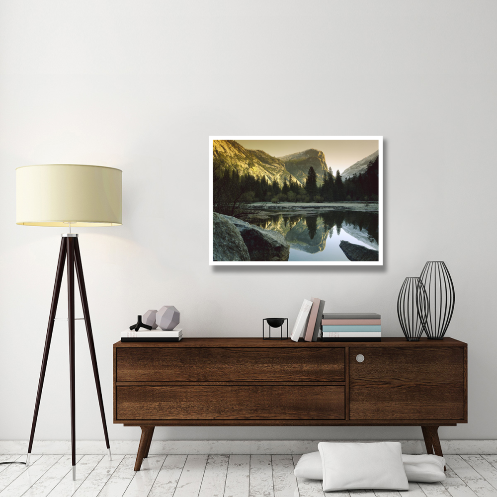 Mt Watkins reflected in Mirror Lake, Yosemite National Park, California-Paper Art-42&quotx32"
