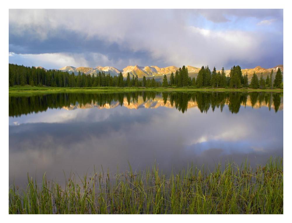 Mountains in the Weminuche Wilderness reflected in Molas Lake, Colorado-Paper Art-34"x26"