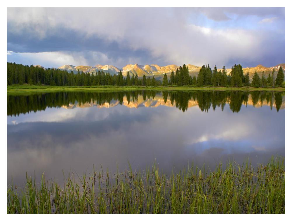 Mountains in the Weminuche Wilderness reflected in Molas Lake, Colorado-Paper Art-42"x32"
