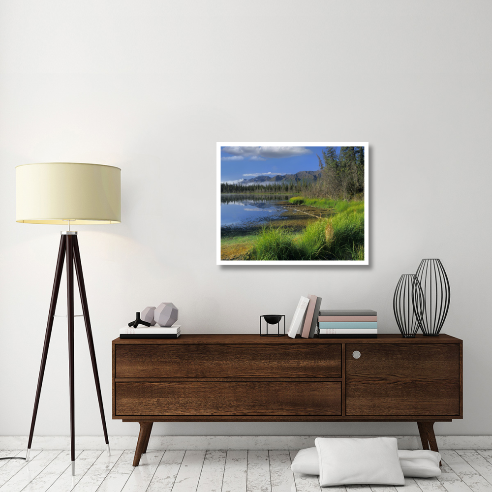 Nutzotin Mountains and boreal forest reflected in receding lake, Alaska-Paper Art-37&quotx30"