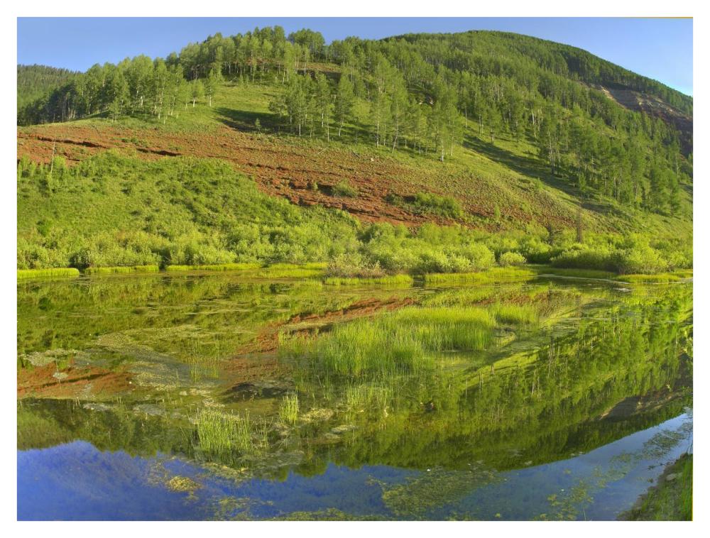 Rico Mountains reflected in Dolores River backwater near Rico, Colorado-Paper Art-42"x32"