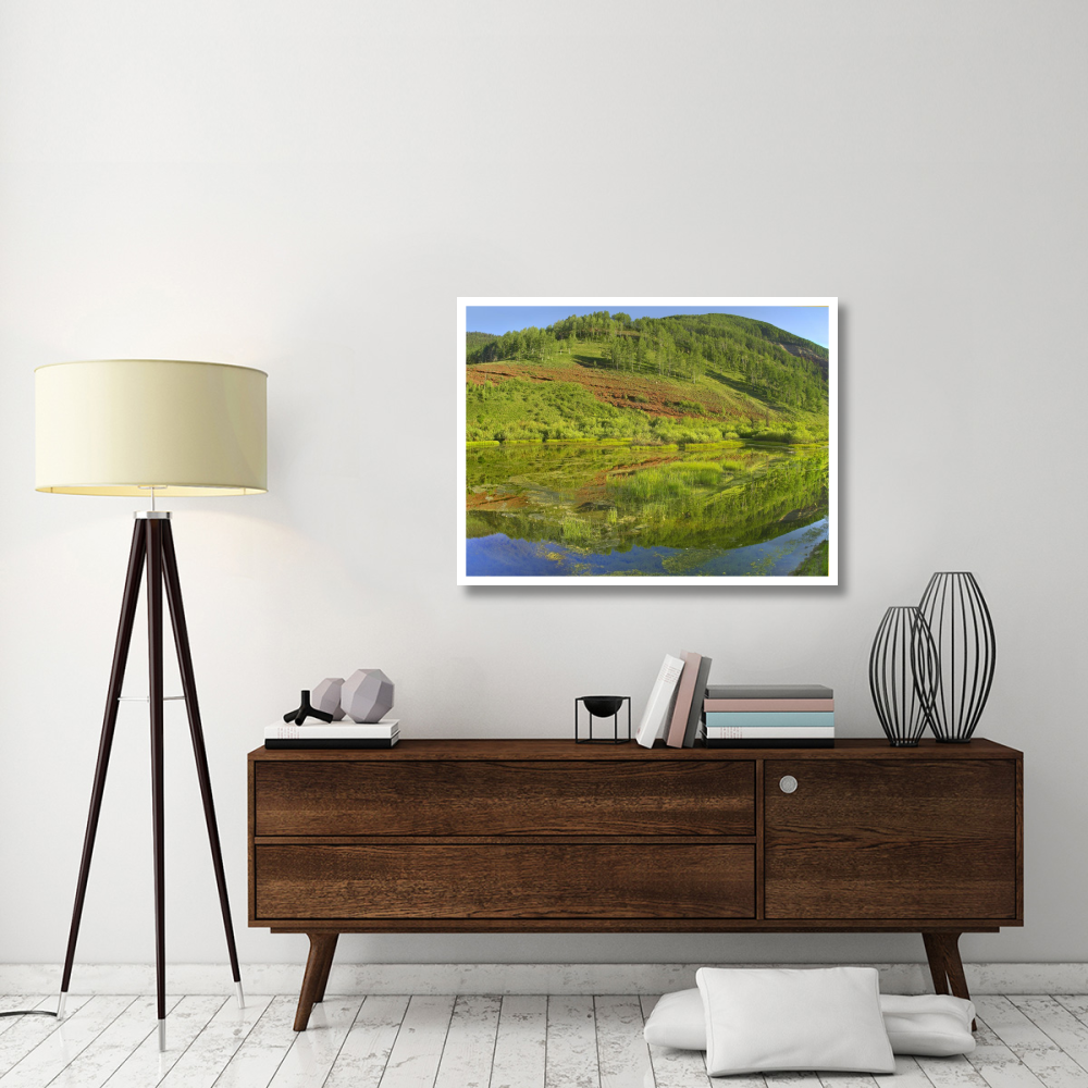 Rico Mountains reflected in Dolores River backwater near Rico, Colorado-Paper Art-42&quotx32"