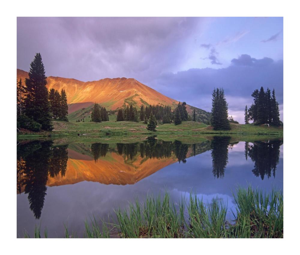 Mount Baldy at sunset reflected in lake along Paradise Divide, Colorado-Paper Art-18"x15.28"