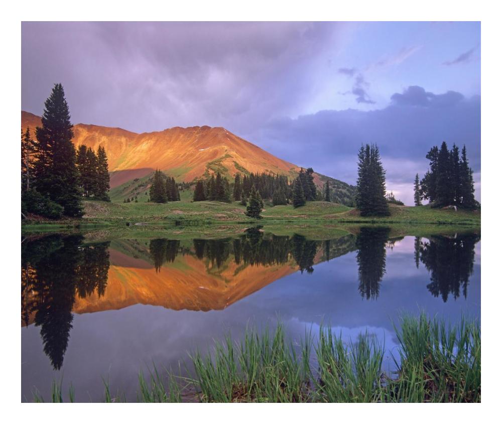 Mount Baldy at sunset reflected in lake along Paradise Divide, Colorado-Paper Art-24"x20.26"