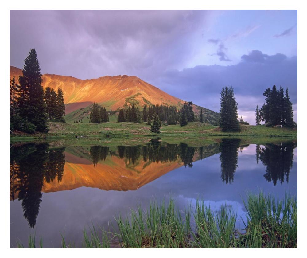 Mount Baldy at sunset reflected in lake along Paradise Divide, Colorado-Paper Art-32"x26.9"