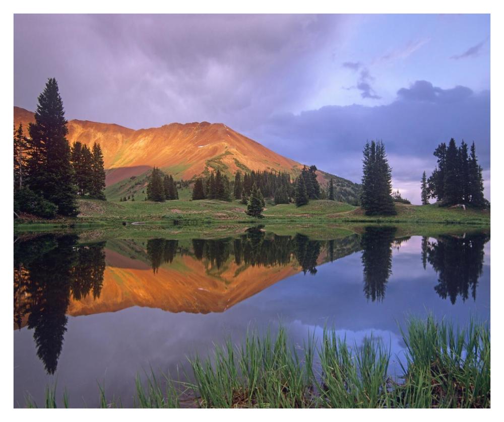 Mount Baldy at sunset reflected in lake along Paradise Divide, Colorado-Paper Art-38"x31.88"