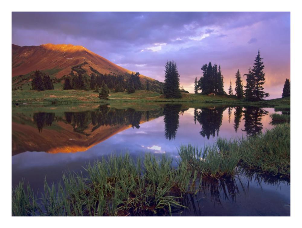 Mount Baldy at sunset reflected in lake along Paradise Divide, Colorado-Paper Art-26"x20"