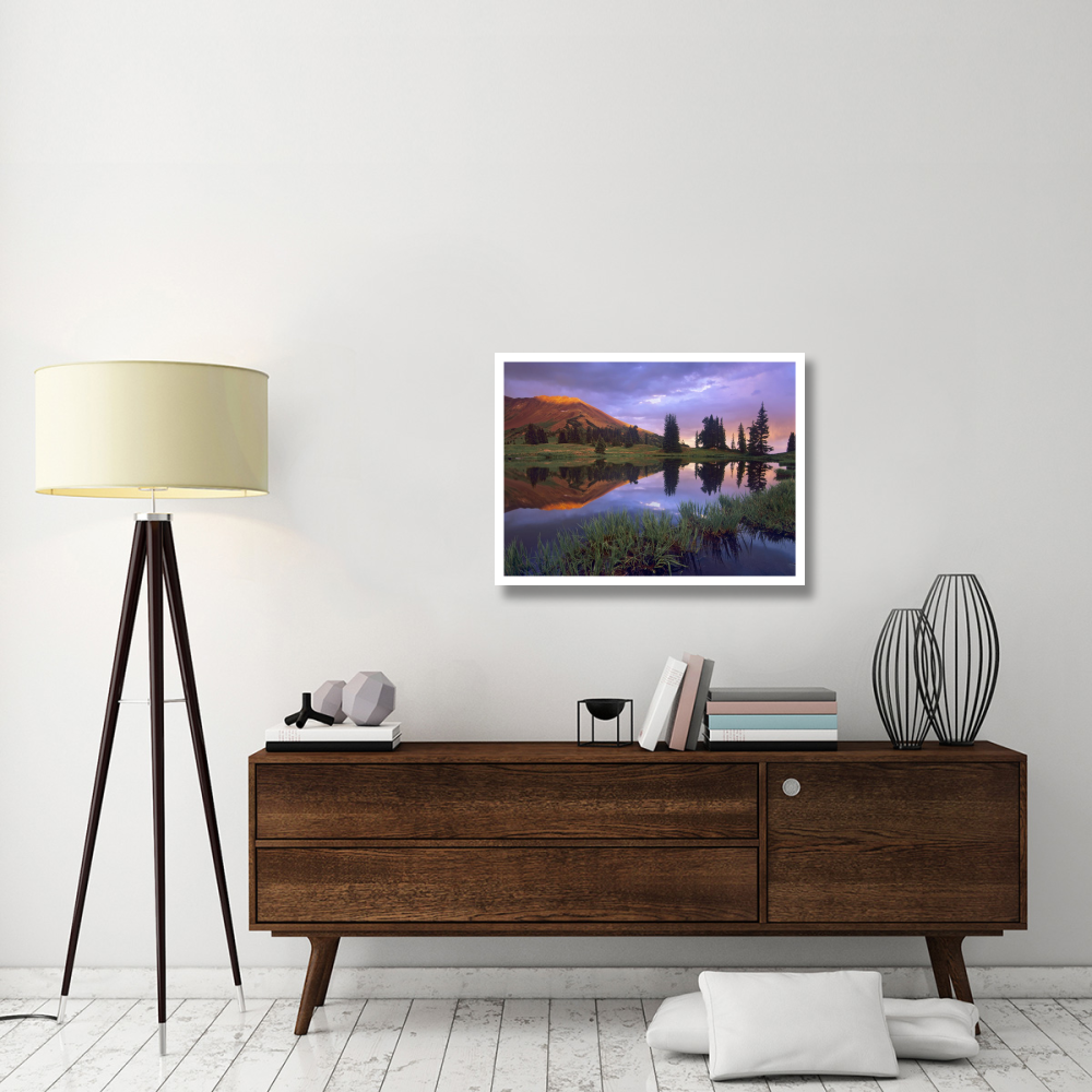 Mount Baldy at sunset reflected in lake along Paradise Divide, Colorado-Paper Art-34&quotx26"