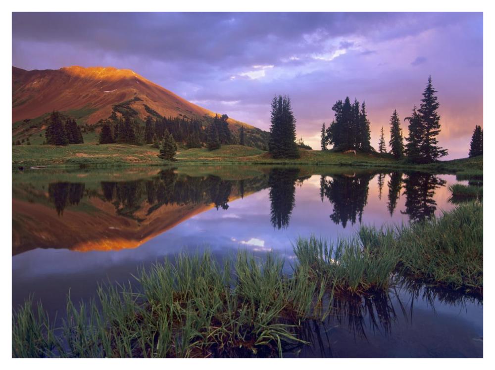 Mount Baldy at sunset reflected in lake along Paradise Divide, Colorado-Paper Art-42"x32"
