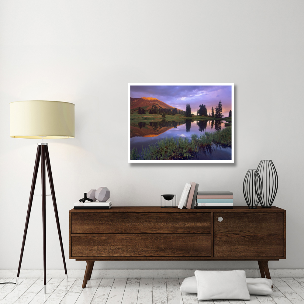 Mount Baldy at sunset reflected in lake along Paradise Divide, Colorado-Paper Art-42&quotx32"
