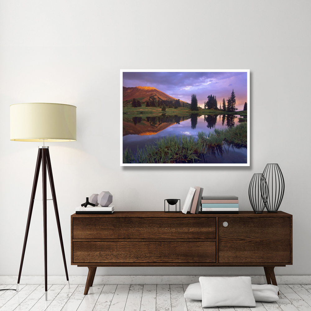 Mount Baldy at sunset reflected in lake along Paradise Divide, Colorado-Paper Art-50&quotx38"
