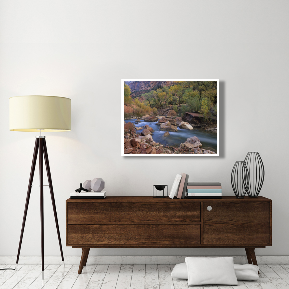 Virgin River flowing through canyon in autumn, Zion National Park, Utah-Paper Art-42&quotx32"