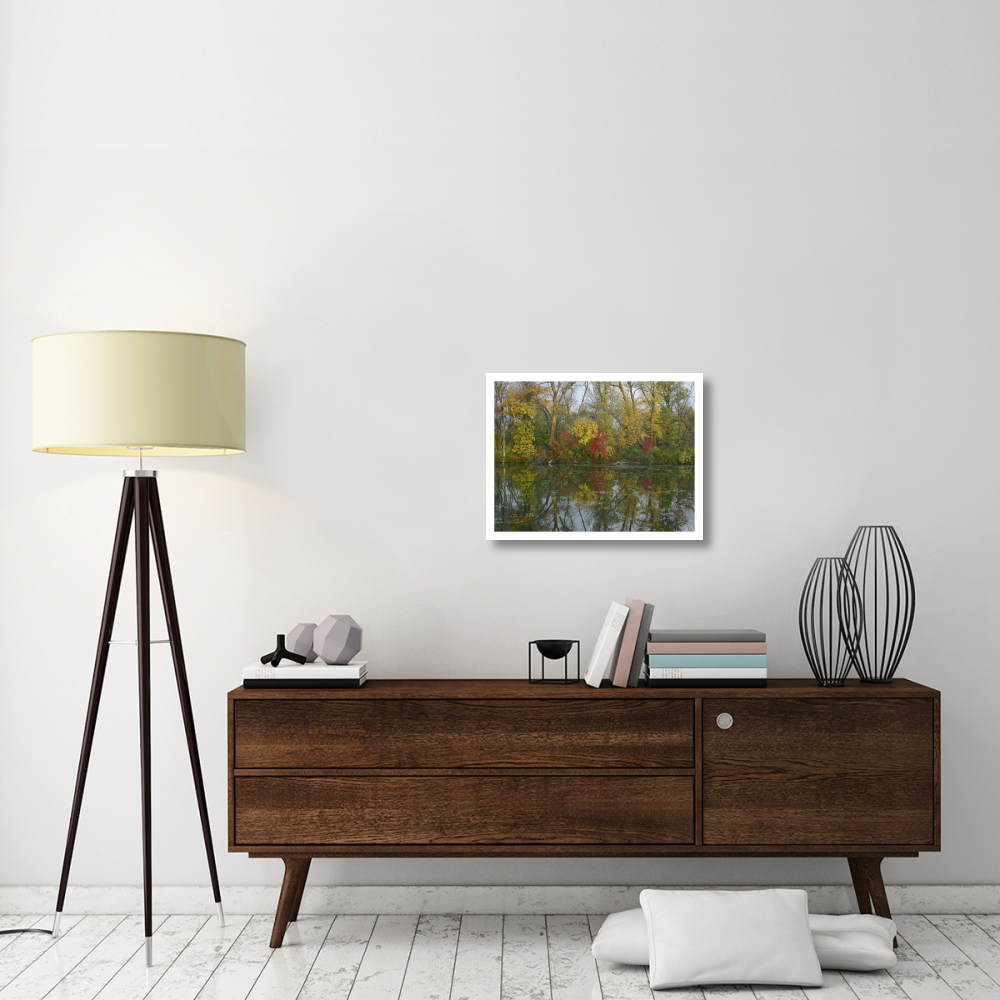 Autumn reflection on Marsh's Lake, Spruce Woods Provincial Park, Canada-Paper Art-26&quotx20"