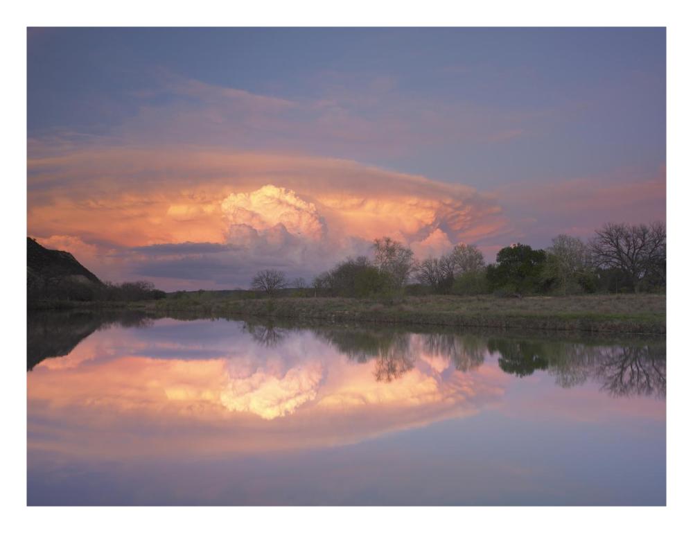 Storm clouds over South Llano River, South Llano River State Park, Texas-Paper Art-26"x20"