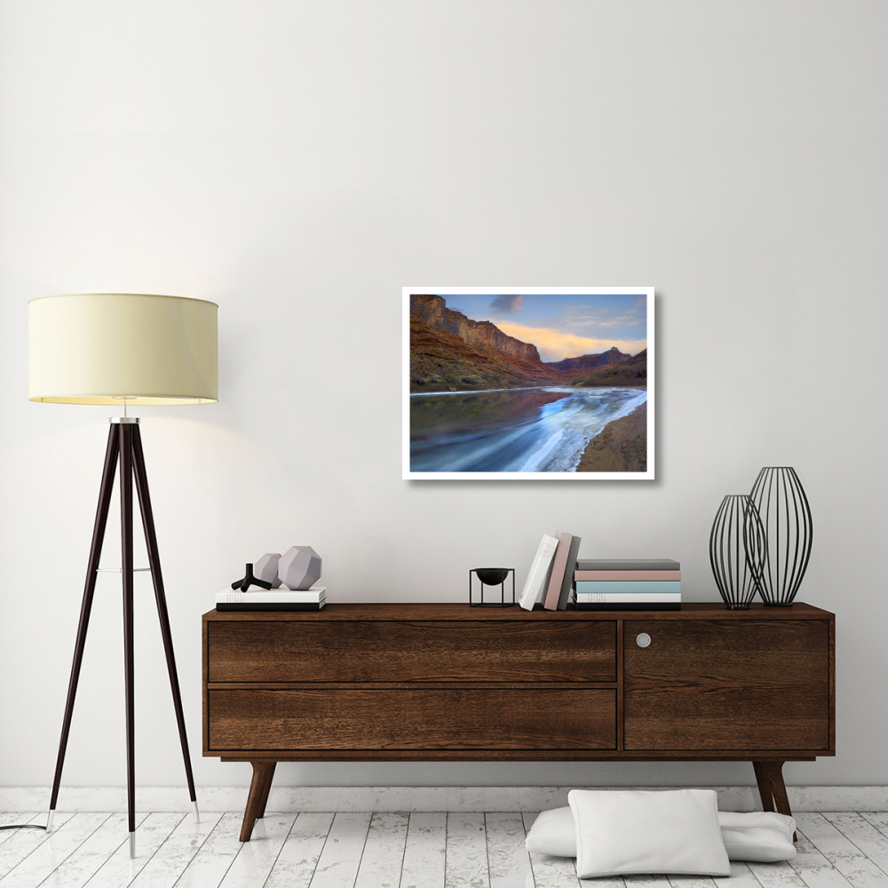 Ice on the Colorado River beneath sandstone cliffs, Cataract Canyon, Utah-Paper Art-34&quotx26"