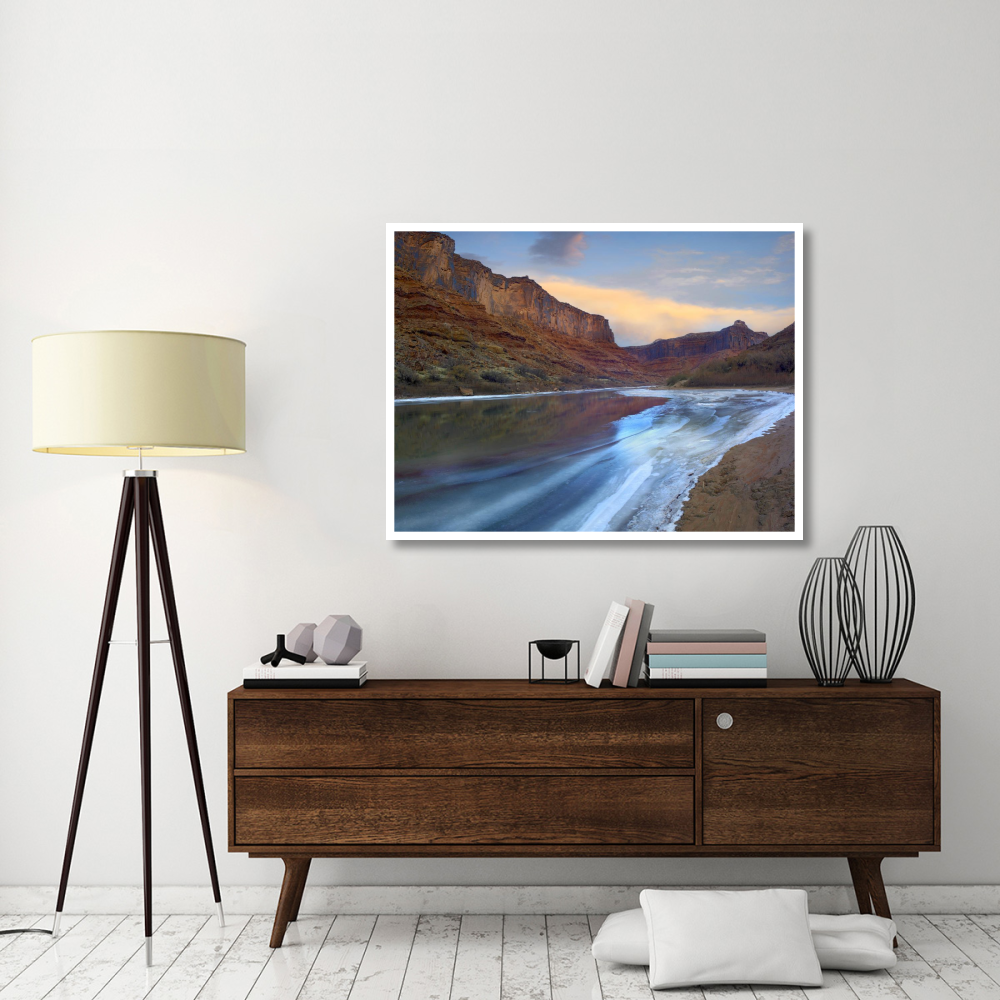 Ice on the Colorado River beneath sandstone cliffs, Cataract Canyon, Utah-Paper Art-50&quotx38"