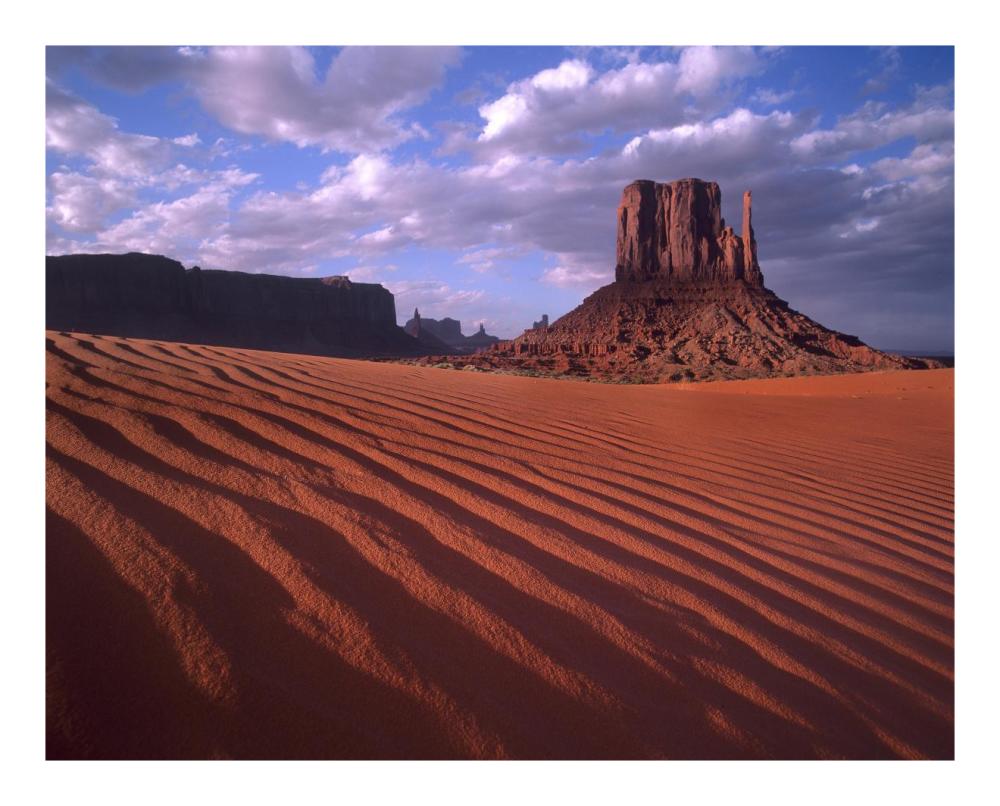 East and West Mittens, buttes with rippled sand, Monument Valley, Arizona-Paper Art-22"x18"