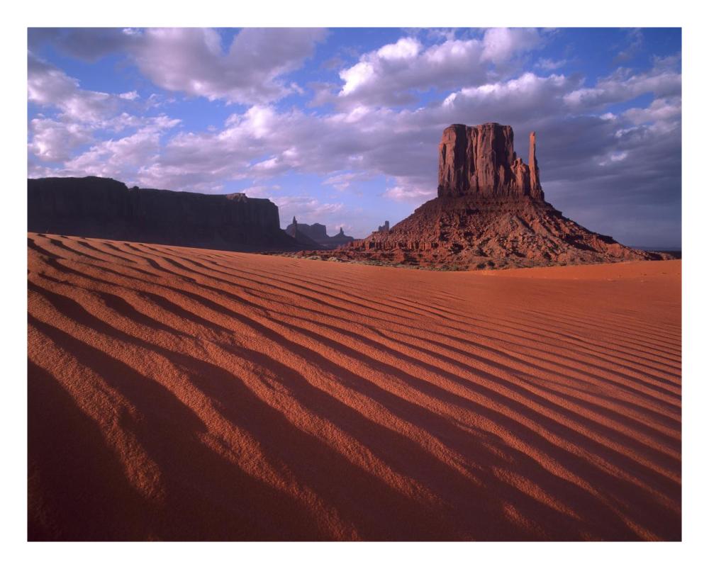 East and West Mittens, buttes with rippled sand, Monument Valley, Arizona-Paper Art-26"x22"