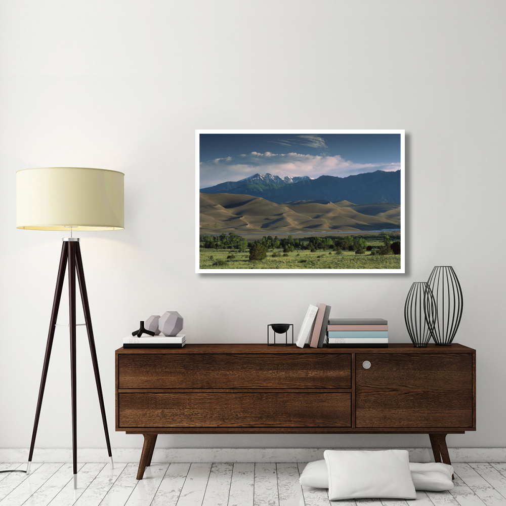 750 foot tall sand dunes rise against the Sangre de Cristo Mountains, Great Sand Dunes National Monument, Colorado-Paper Art-50&quotx34"